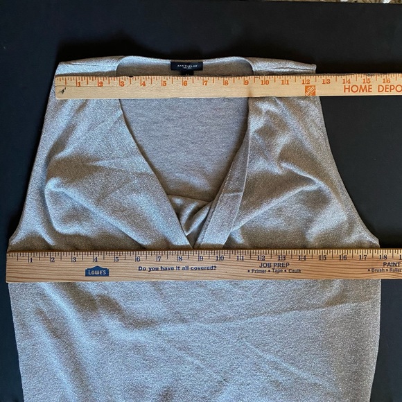 ANN TAYLOR Sleeveless Blouse Women's Draped cowl Neck, silver - Picture 6 of 11